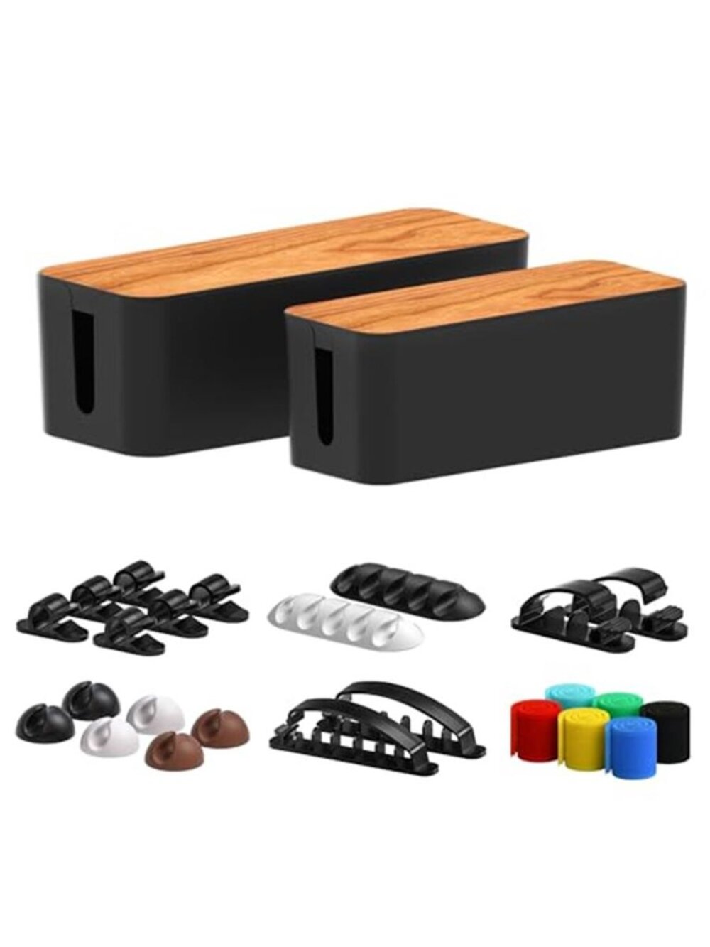 Cable Management Box 2 Pack Hide Wires Power Strip Cord Organizer Home Office